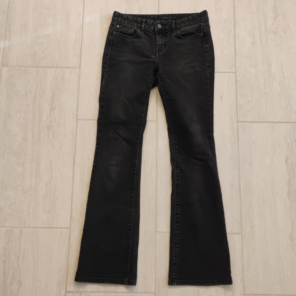 Calvin Klein Low-Rise Flare Jeans Womens Size 2 Charcoal Gray Denim Slim Y2K